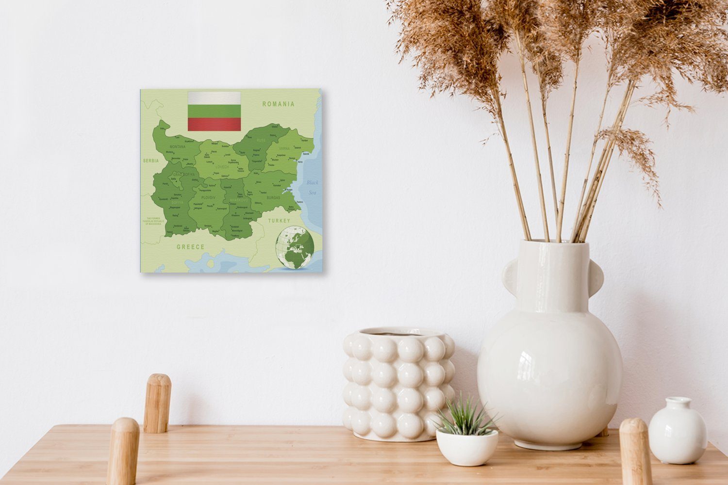 OneMillionCanvasses® Leinwandbild Illustration von Flagge, in Bulgarien (1 Grün Schlafzimmer für Wohnzimmer der Bilder Leinwand mit St)