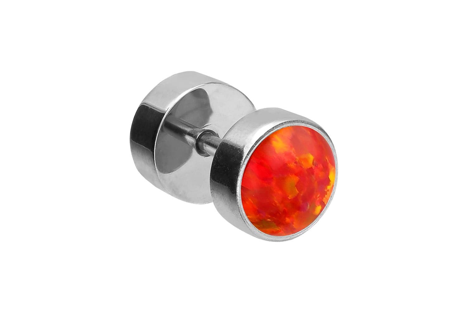 PIERCINGLINE Fake-Ear-Plug Chirurgenstahl Fake Plug SYNTHETISCHER OPAL (Fake Plugs, 1-tlg)