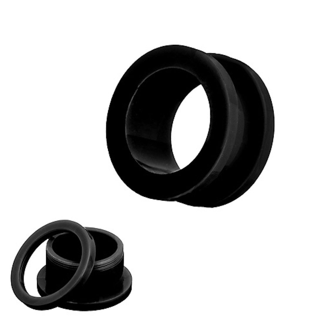 Taffstyle Plug Flesh Schraub Tunnel Kunststoff Schwarz 16mm, Ohrpiercing Ohr Ear Flesh Tunnel Plug Piercing