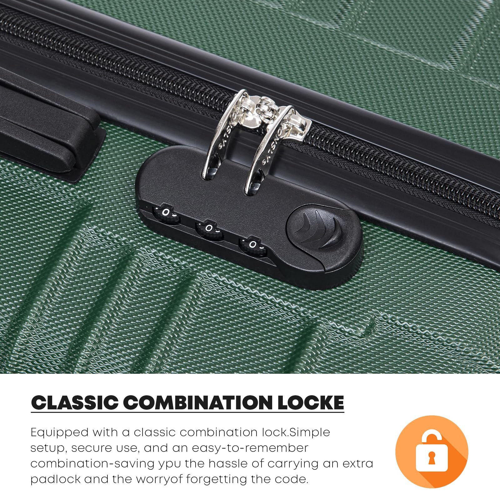 YONSLY Hartschalen-Trolley Hartschalen-Reisekoffer Trolley mit 4 Rollen und Zahlenschloss, 4 Rollen, leicht, robust und komfortabel für Kurztrip bis Urlaubsreise