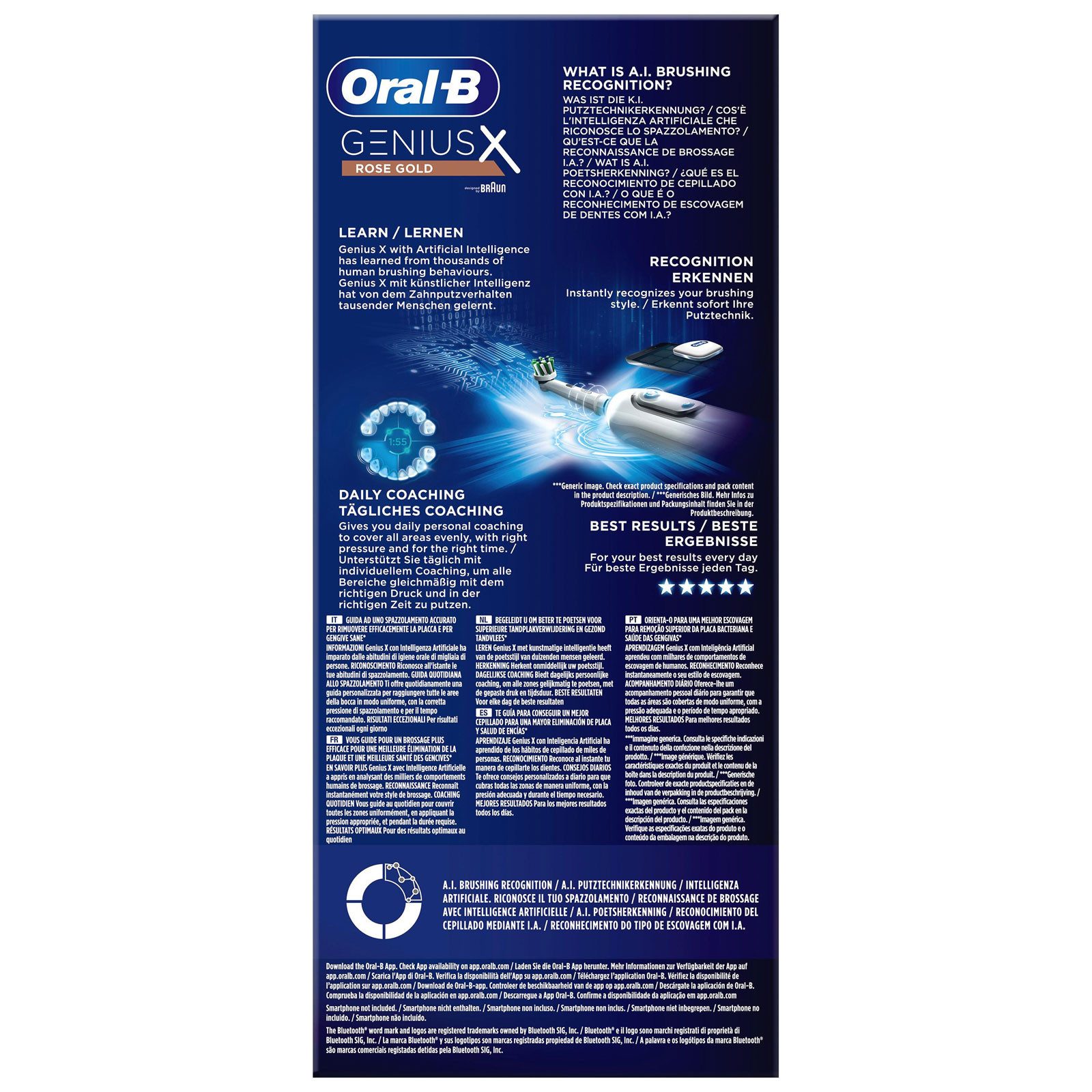 Oral-B Elektrische Zahnbrste Genius X, Visuelle Andruckkontrolle,  Elektrische Zahnbrste mit knstlicher Intelligenz & Putztechnikerkennung