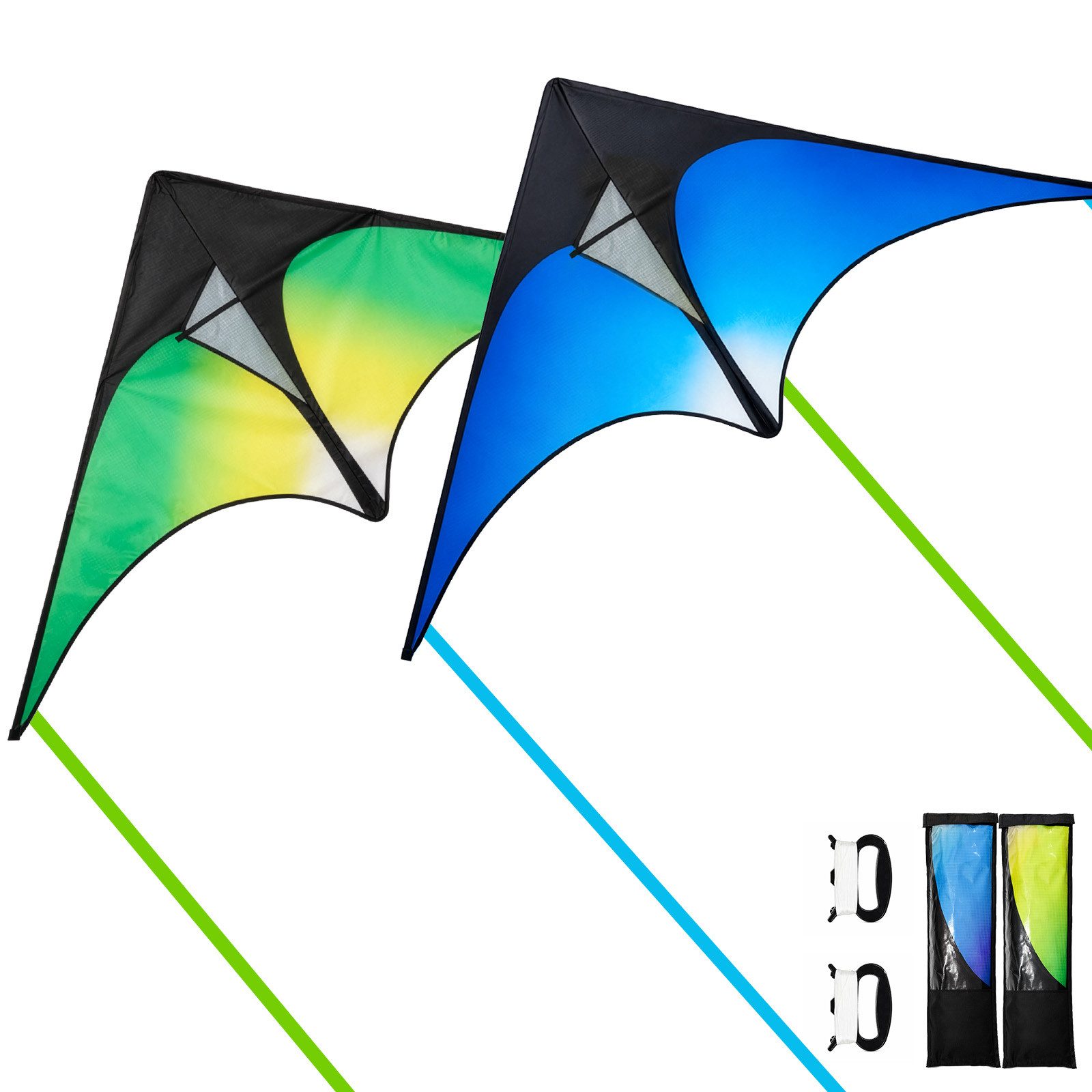 Youyijia Kite Großer Dreieckiger Drachen Stabil Outdoor-Freizeit, Mit Schnur, (2-tlg)