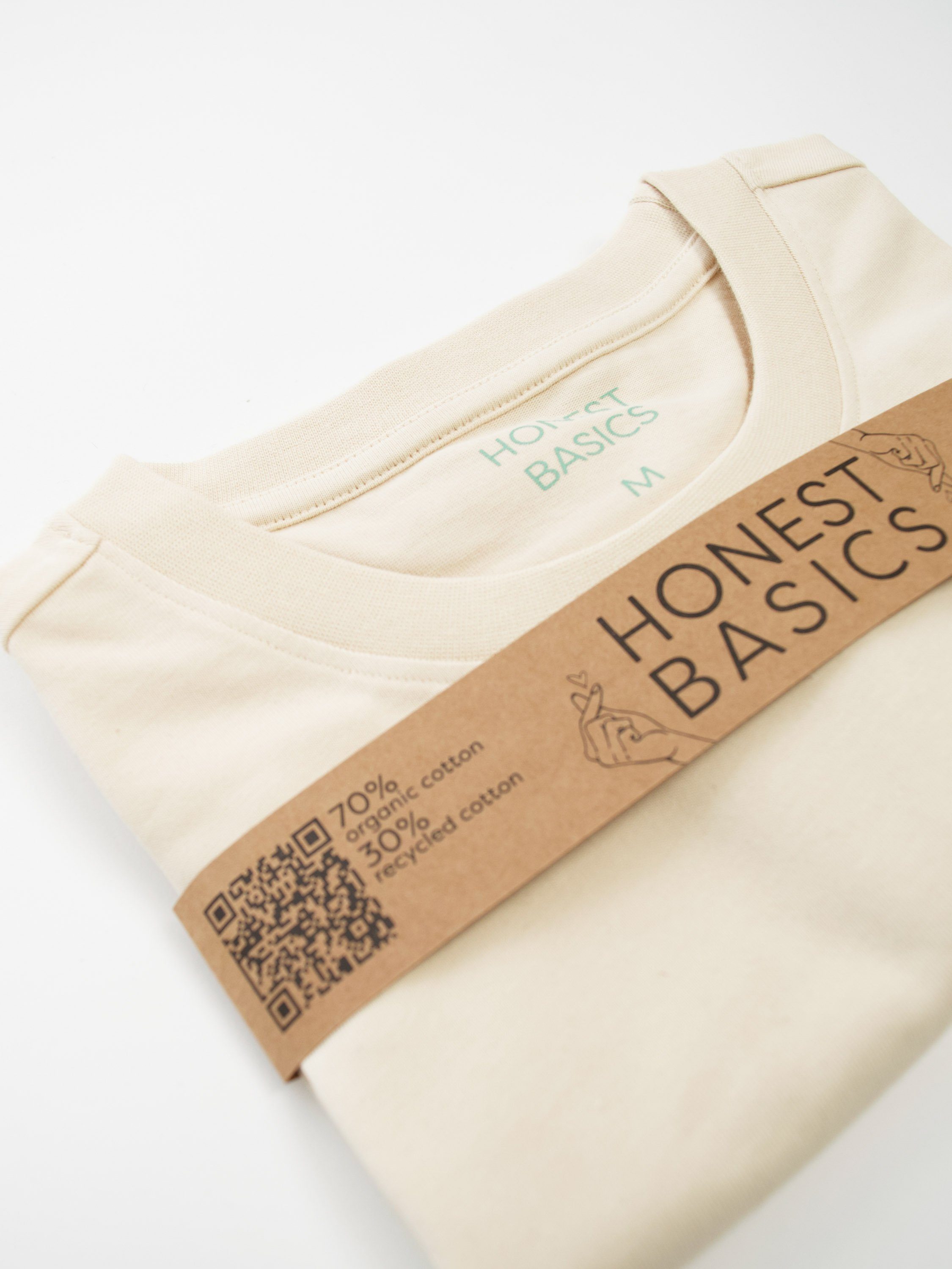 HONEST BASICS Rundhalsshirt beige GRS Bio-Baumwolle und aus OG Shirt OCS zertifizierter
