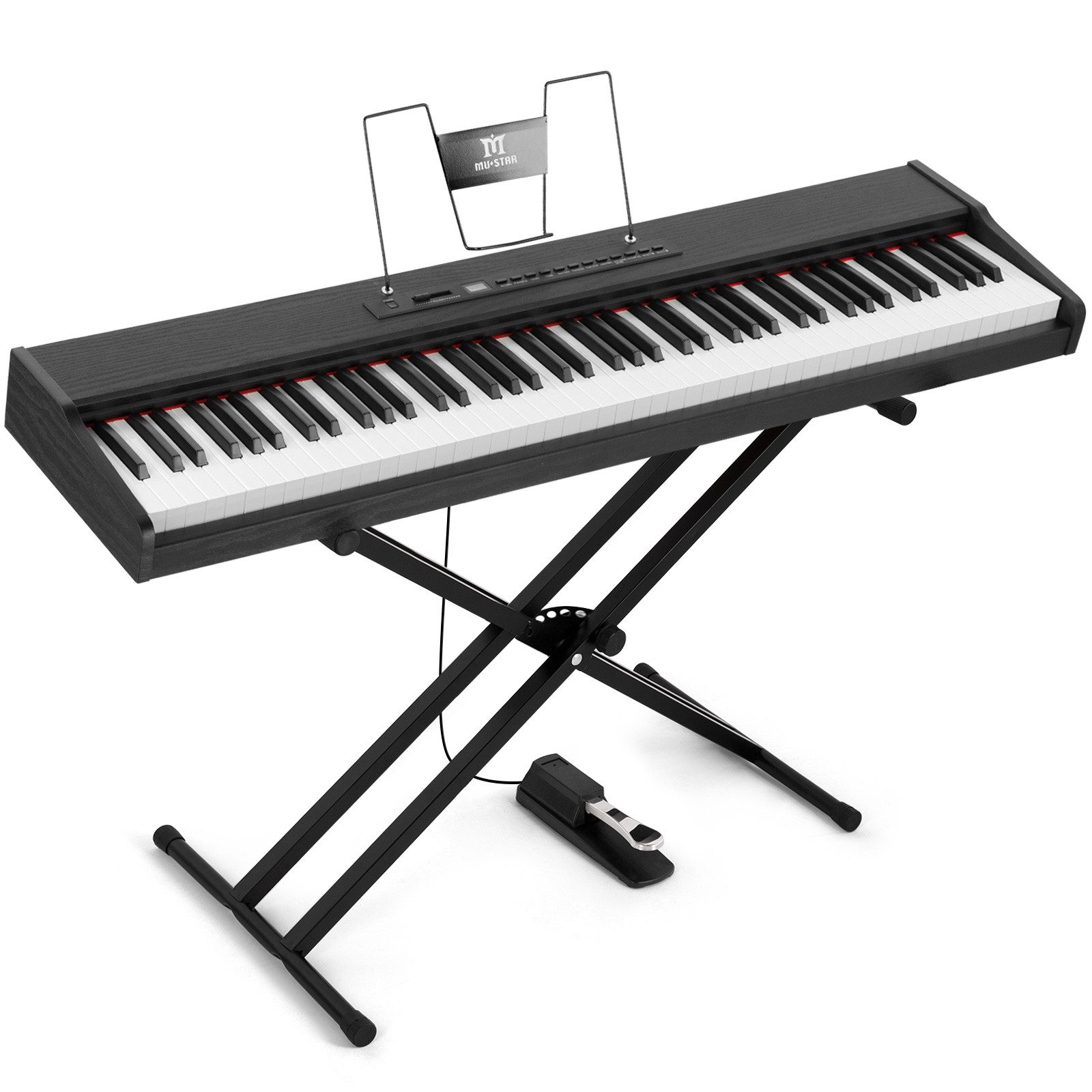 MUSTAR Digitalpiano 88-Tasten E-Piano mit Ständer, kabellose Verbindung, Koffer, Sustain-Pedal, tragbares Vollgrößen-Klavier für Anfänger