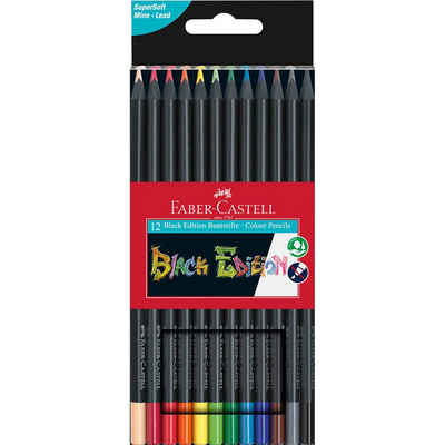 Faber-Castell Buntstift 12 Buntstifte BLACK EDITION farbsortiert