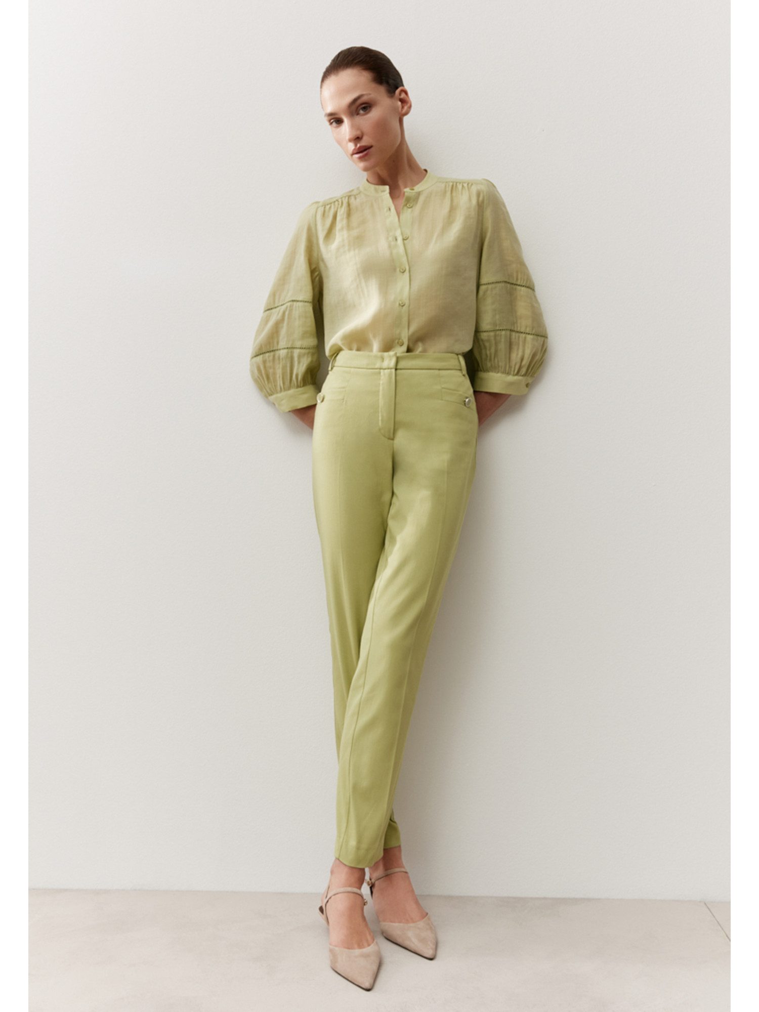 MORE&MORE Stoffhose schmale Baumwollmix-Hose