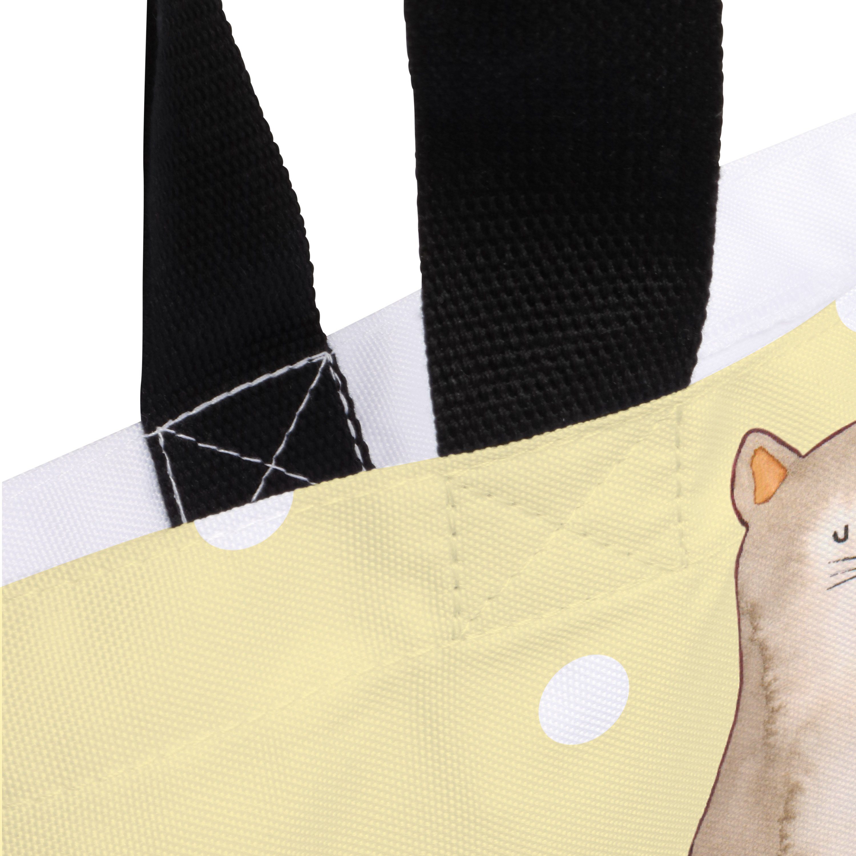 Panda Katze Mrs. Beut Mr. Katzen, Gelb Einkaufsbeutel, - Geschenk, & - Shopper Pastell (1-tlg) sitzend