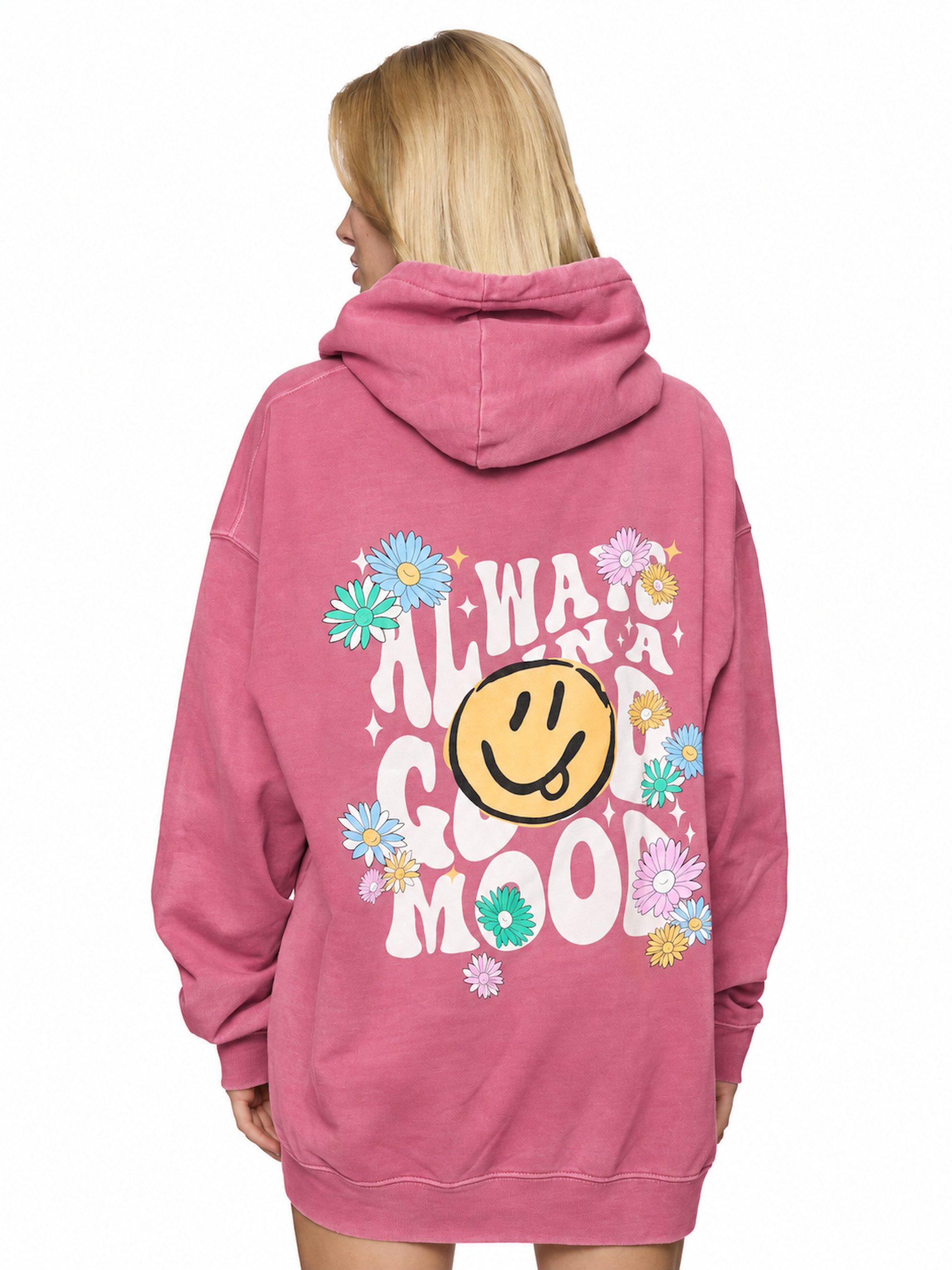 Worldclassca Hoodie Worldclassca Oversized Hoodie GOOD MOOD Kapuzenpullover Sweatshirt PRINT HAPPY ALWAYS IN A GOOD MOOD