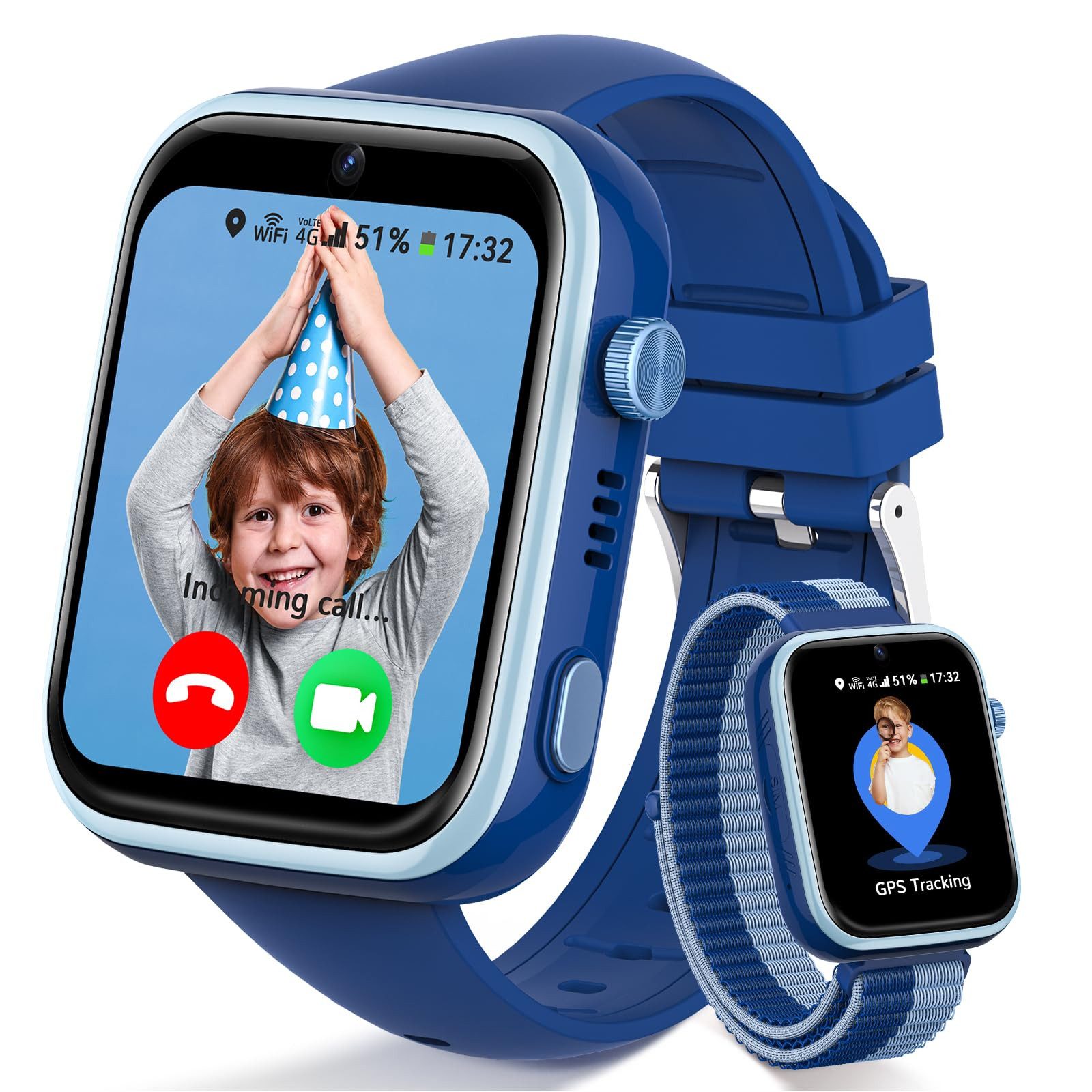 SWGOTA 4G Kinder Smartwatch mit Telefonfunktion und GPS, SOS,Zwei-Wege-Anrufe Smartwatch (4,64 cm), Kindersmartwatch mit WLAN, Bildkompetenz für 4–12 Jungen und Mädchen