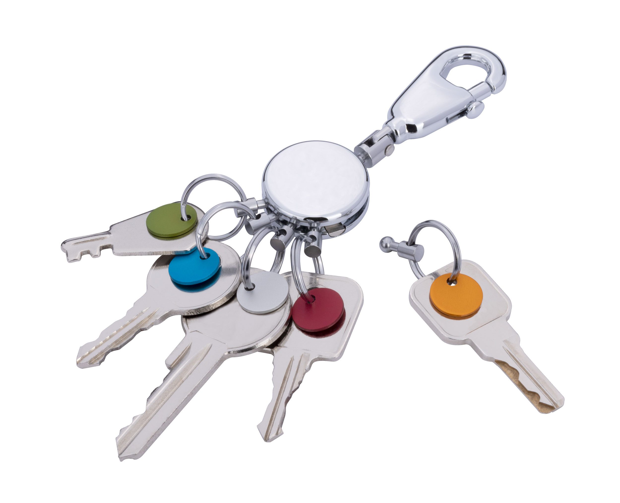 TROIKA Schlüsselanhänger PATENT Colour mit Karabiner & 5 abnehmbaren Ringen, bunte Markierungen, für übersichtliche Schlüsselorganisation mit patentiertem System