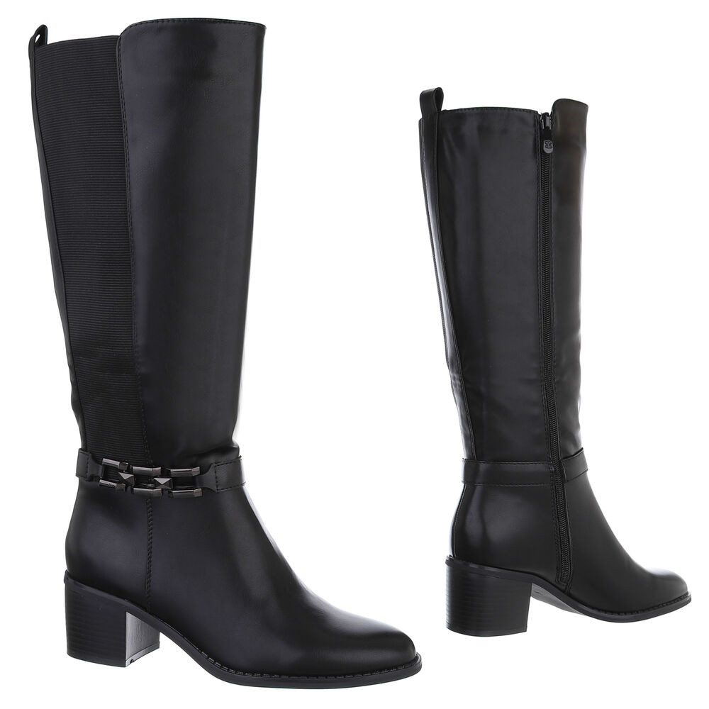 Ital-Design Damen Elegant Stiefel (88460451) Blockabsatz Stiefel in Schwarz