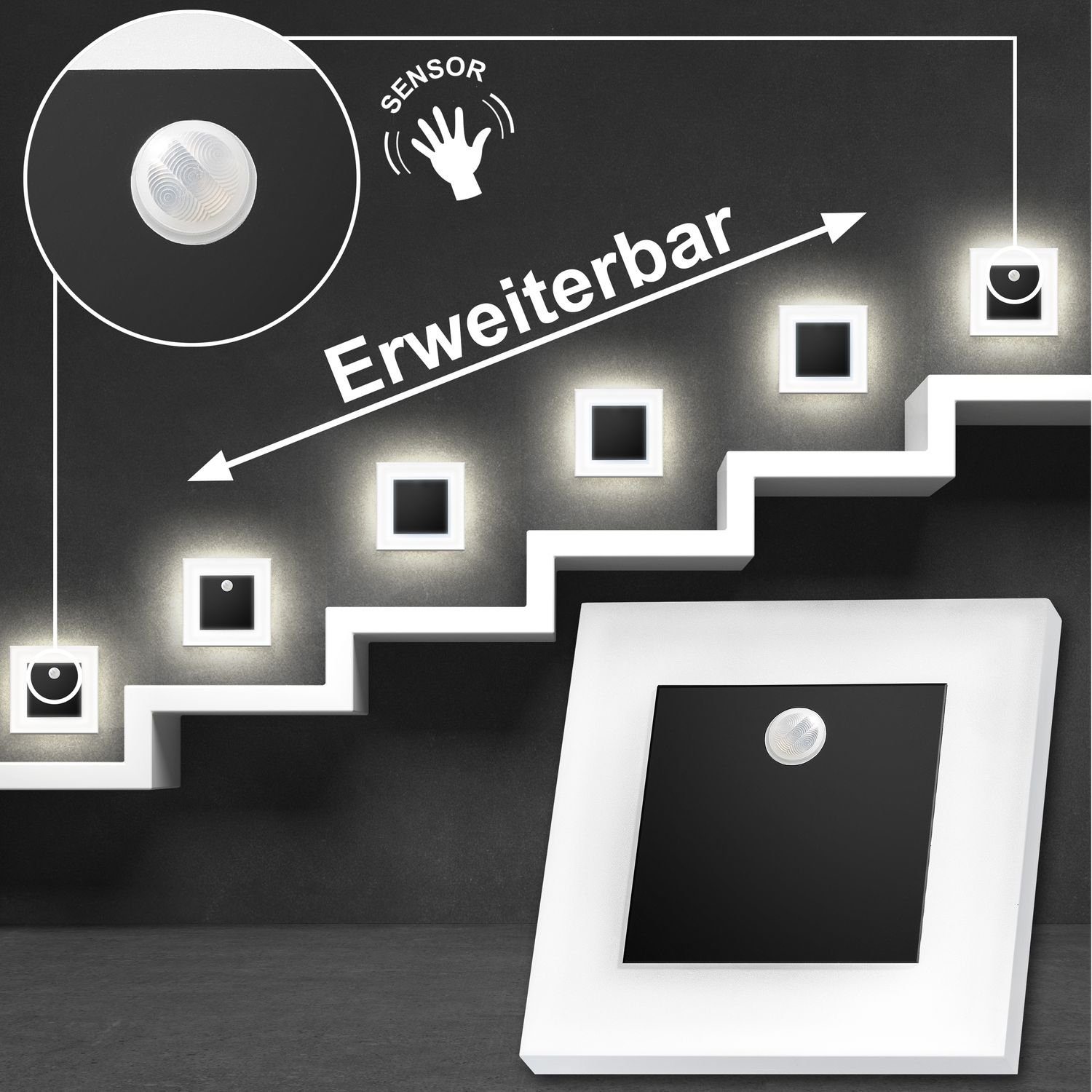 LEDANDO LED Einbaustrahler Set LED Treppenbeleuchtung Neutralweiß 4000K inklusive zwei Einheiten