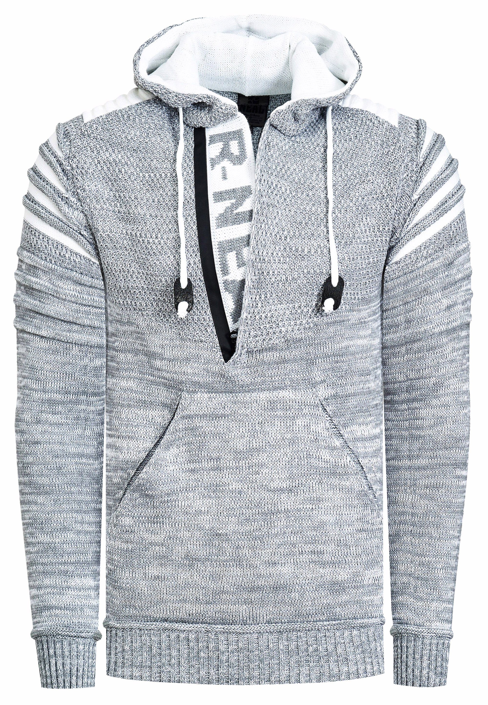 Rusty Neal Kapuzensweatshirt in modernem grau Strickdesign