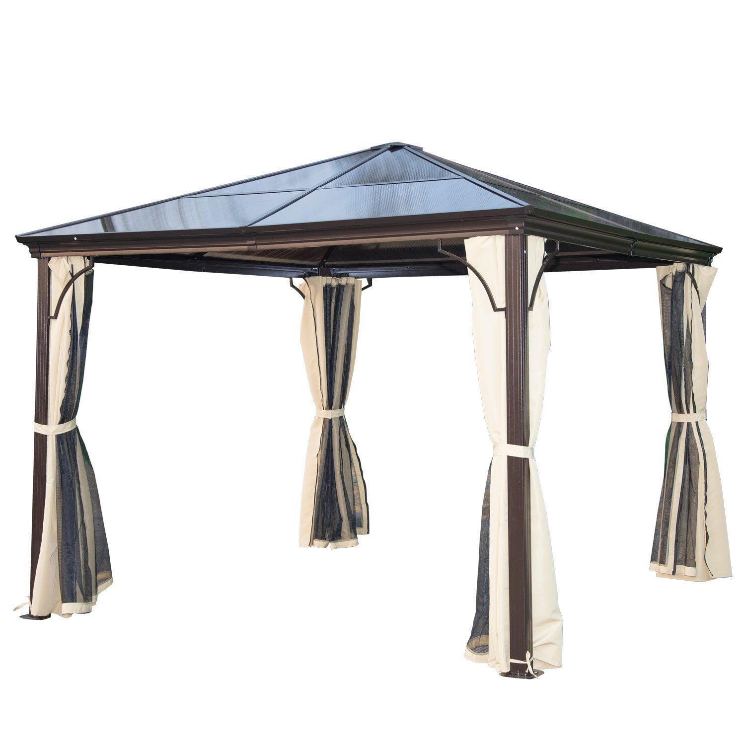 Pavillon Luxus Pavillon mit lichtdurchlässigem Dach, Wasserdicht Alu Partyzelt Grillzelt 300 x 300 x 260 cm