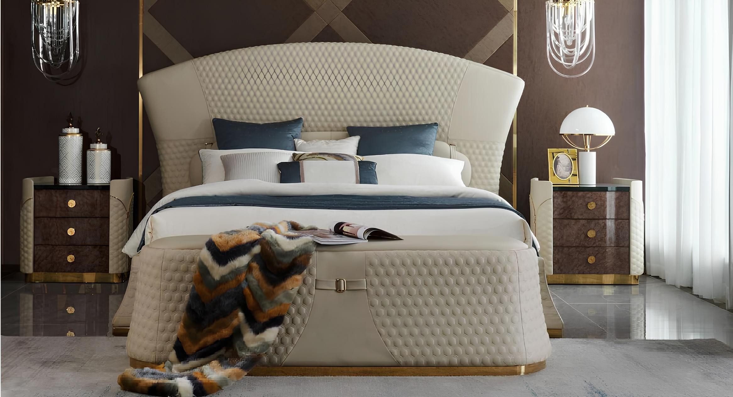 JVmoebel Bettbank Bench Hocker Fußhocker Beistellhocker Ottomane Chaiselounge Sitzbank (XXL HOCKER), Made in Europa