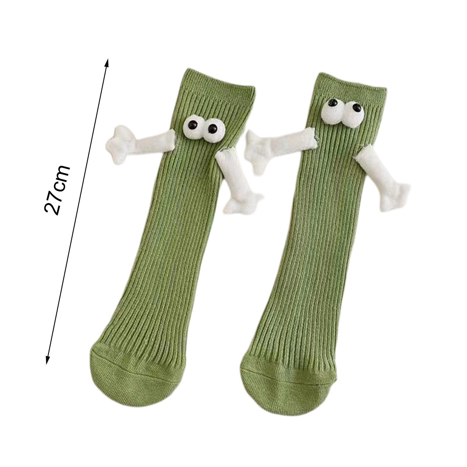 Saug-3D-Puppenaugen-Socke Rutaqian Die Halten Lustige Socken Trend-Persönlichkeit) Magneten, für Feinsocken Händchen (Magnetische Paar Socken und Paar-Händchenhalten-Socken, 2 Unisex, Grün Mit