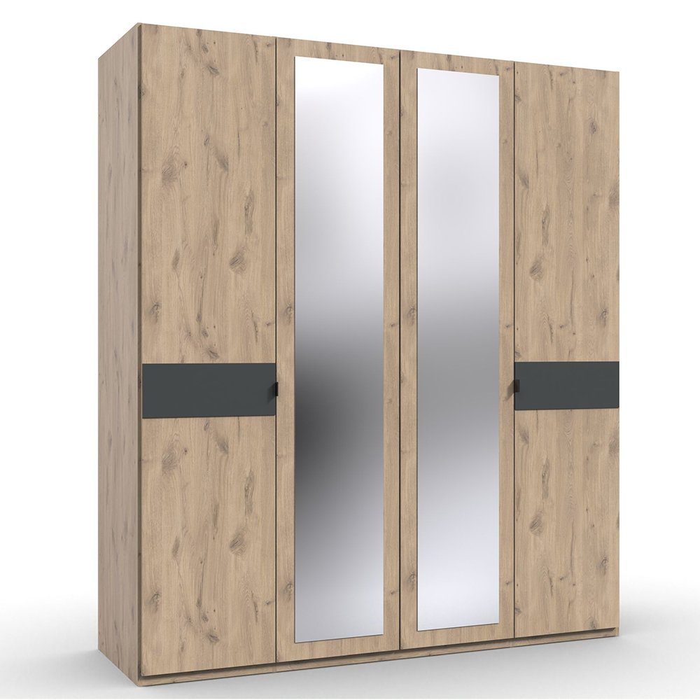 Lomadox Kleiderschrank BRADFORD-43 cm Türen, Graphit mit breit, Eiche 180 4