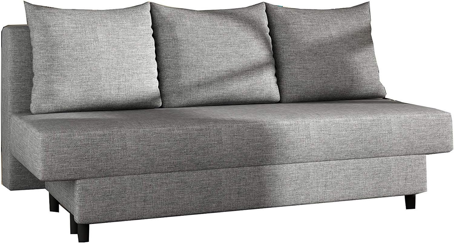 MOEBLO Schlafsofa KAMAZO, Sofa mit Schlaffunktion Couch Polstergarnitur Wohnlandschaft Polstersofa - 190x82x83cm, mit Schlaffunktion und Bettkasten Hellgrau (Sawana 21)