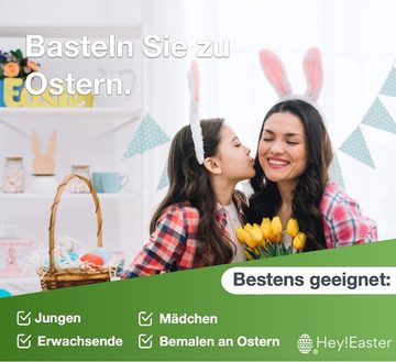 Hey!Easter® Malschablone 3x 4er Ostereier Schablone Set inkl. Malstifte Ostern Eiermalmaschine