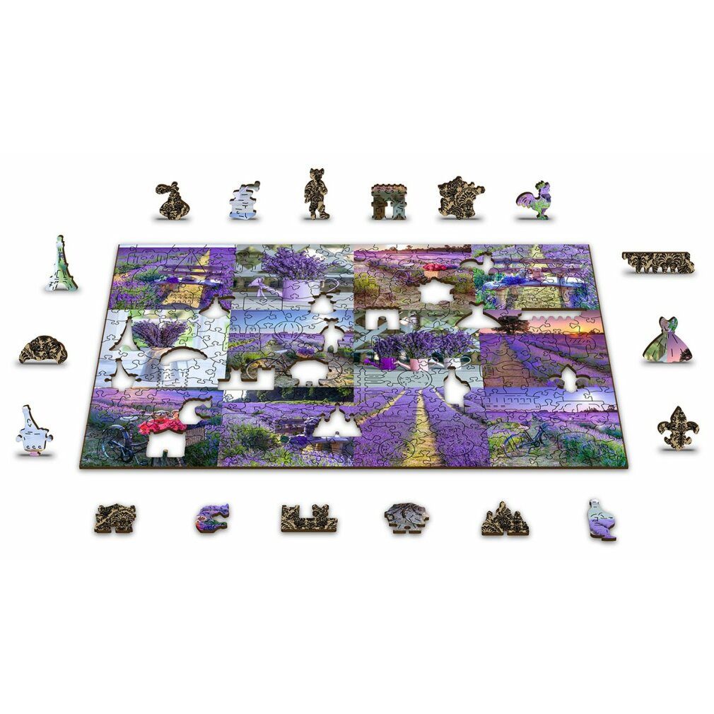 Wooden City Puzzle Holzpuzzle Lavendel Frankreich 2in1, 300 Teile ECO, Puzzleteile