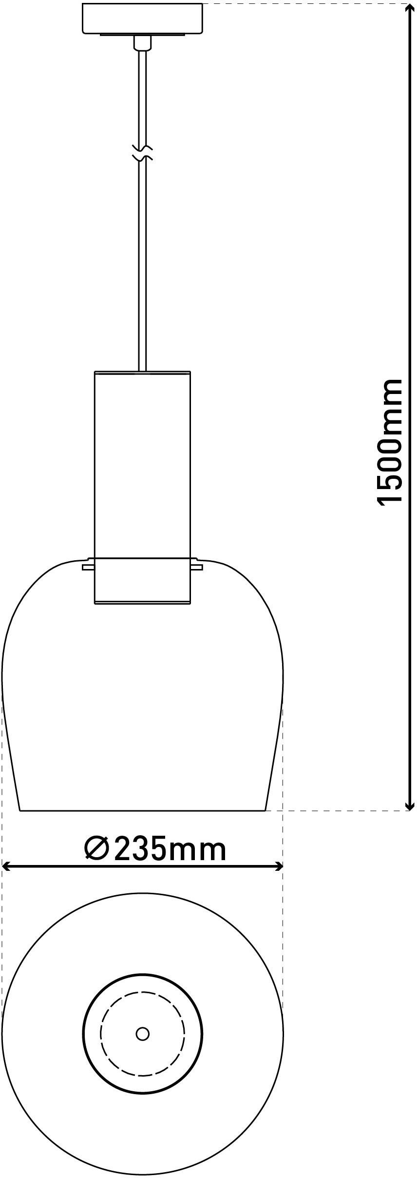 näve Pendelleuchte Funda, Leuchtmittel wechselbar, 1flg., Glas in amber D: 23,5cm, Zuleitung 150cm schwarz, E27 exkl. LM