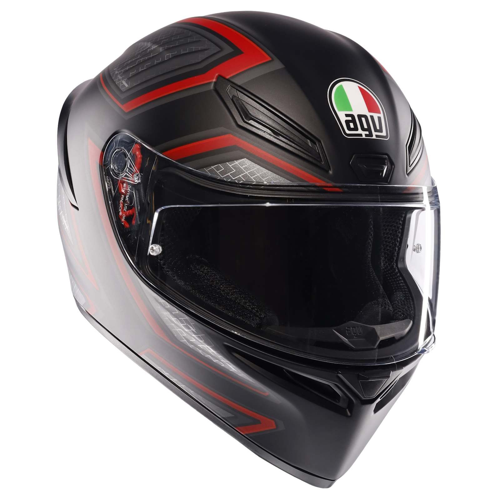 AGV Motorradhelm AGV K1 S Integralhelm Sling matt schwarz/rot (1er Set)