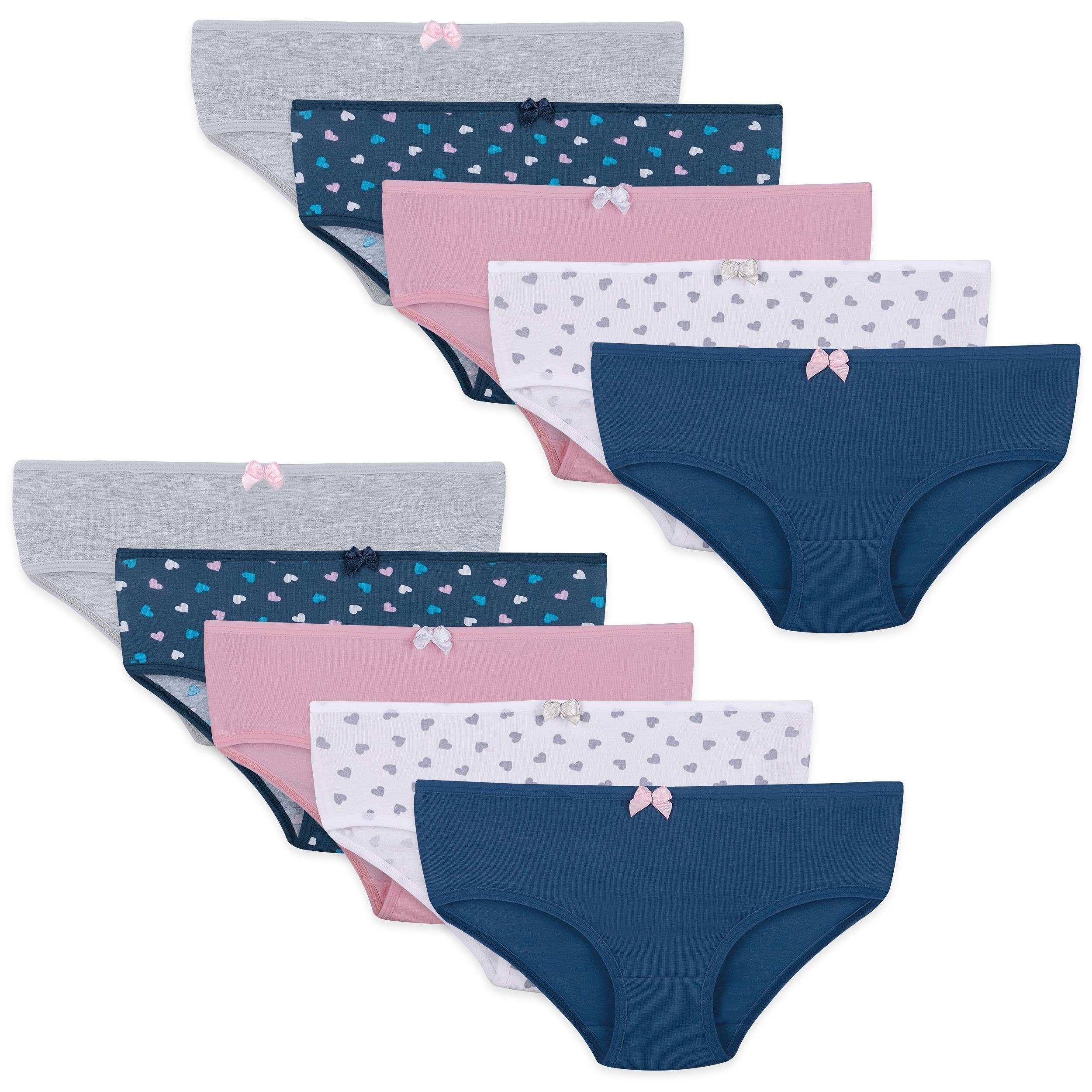 Slip 10er Set Mädchen Slips - Herz - Bunt