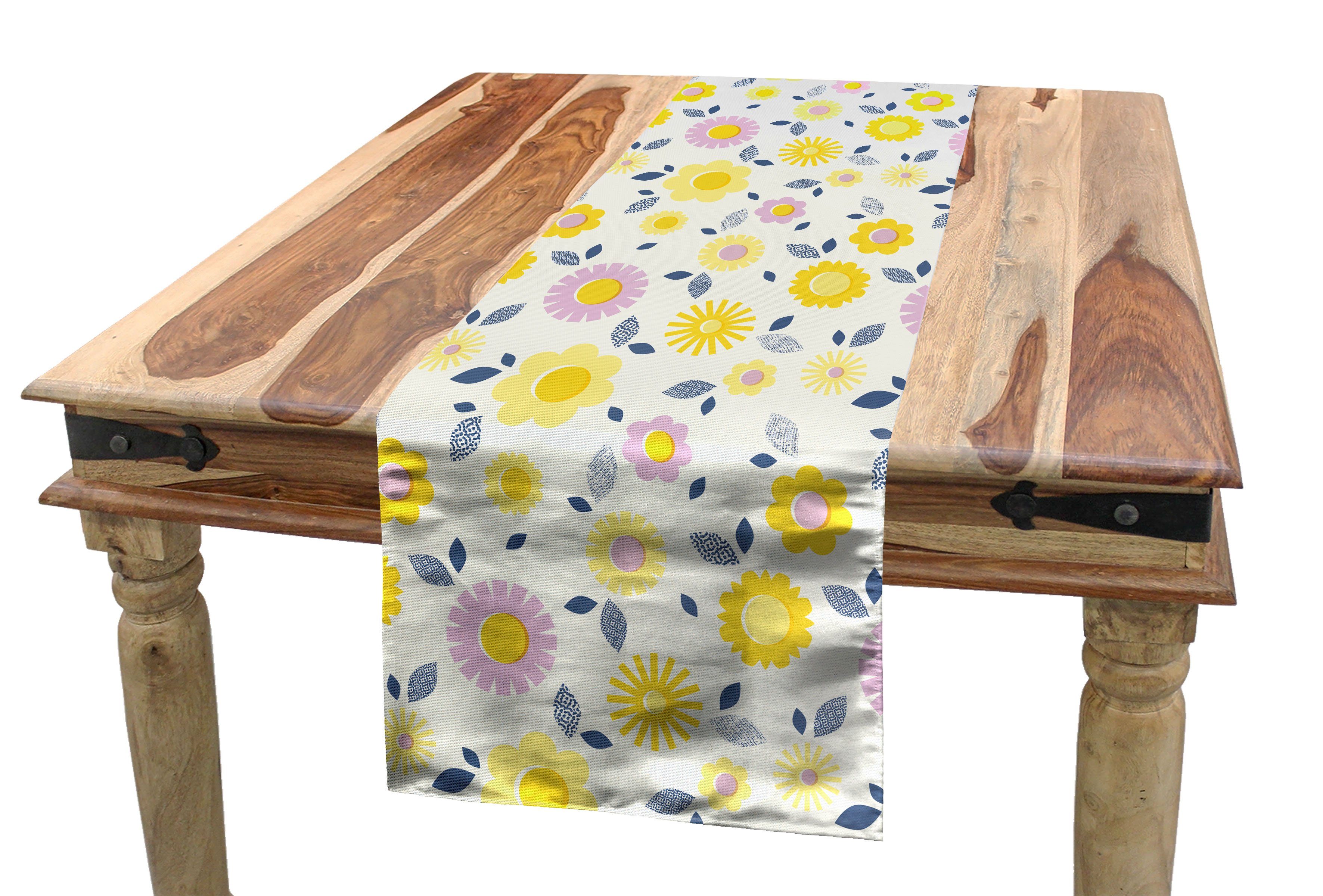 Abakuhaus Tischläufer Esszimmer Küche Rechteckiger Dekorativer Tischläufer, Gänseblümchen Pastel Summer Flowers