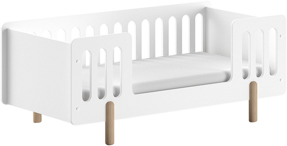 Vipack Kinderbett Smile, Juniorbett 70/140 cm, inkl. Rolllattenrost, MDF weiß lackiert (B/H/T ca. 150x60,2x74cm, niedriger Betteinstieg, stabil gebaut), 0