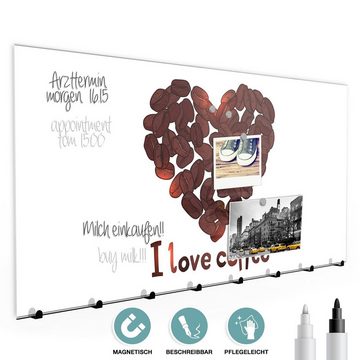 Primedeco Garderobenpaneel Magnetwand und Memoboard aus Glas Herz aus Kaffeebohnen