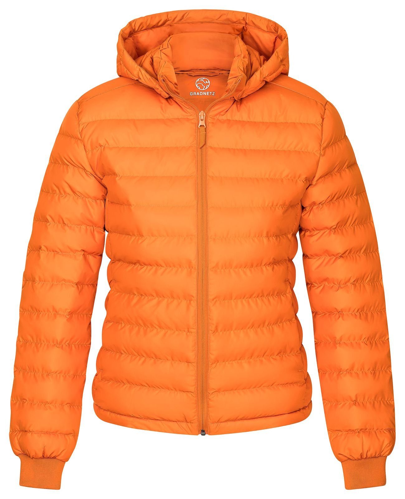 Gradnetz Steppjacke Damen (1-St) Abnehmbare Kapuze orange