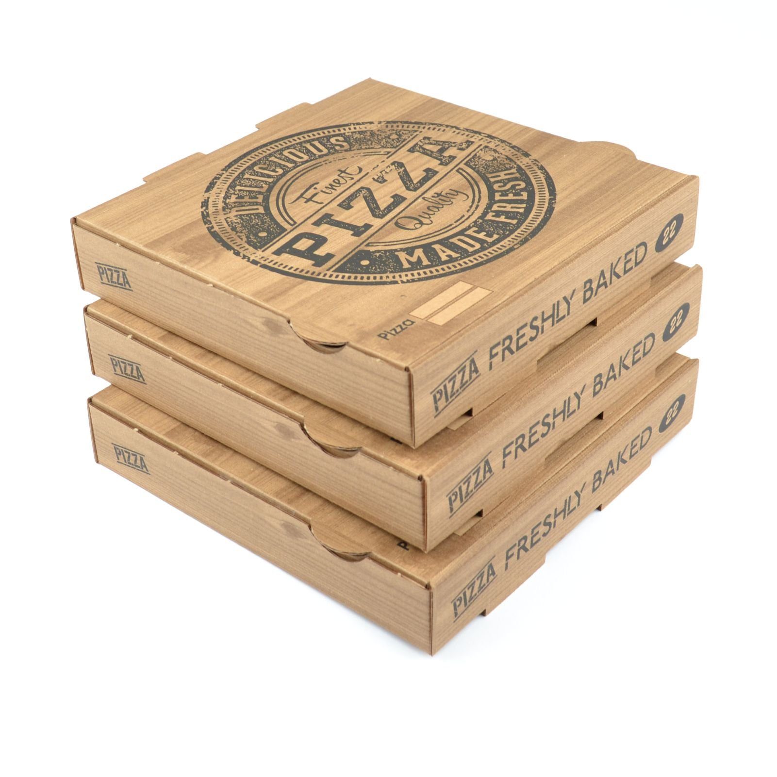 Einwegschale 100 Stück kraft, cm) (32×32×4 kraftbraun Pizza Pizzakartons, Modell für Boxen Pizza-Motiv Pizzabehältnisse "Francia", mit