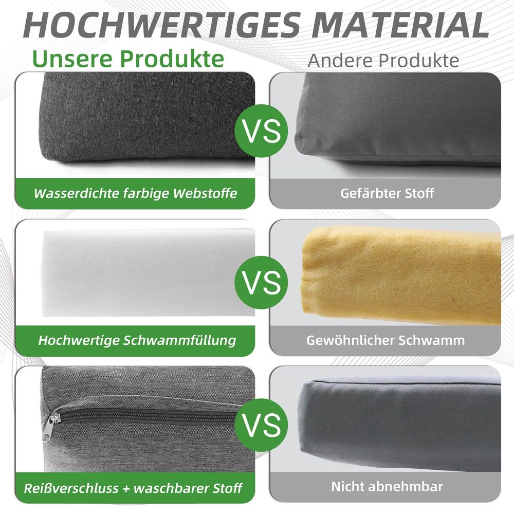 Mucola Sitzgruppe Ecksofa Aluminium Essgruppe wetterfest Ecklounge Beistelltisch Hocker, (UV-Beständigkeit, 5-tlg., Möbelset Anthrazit), Inkl. praktischen Beistelltisch, Hocker und wasserabweisenden Kissen