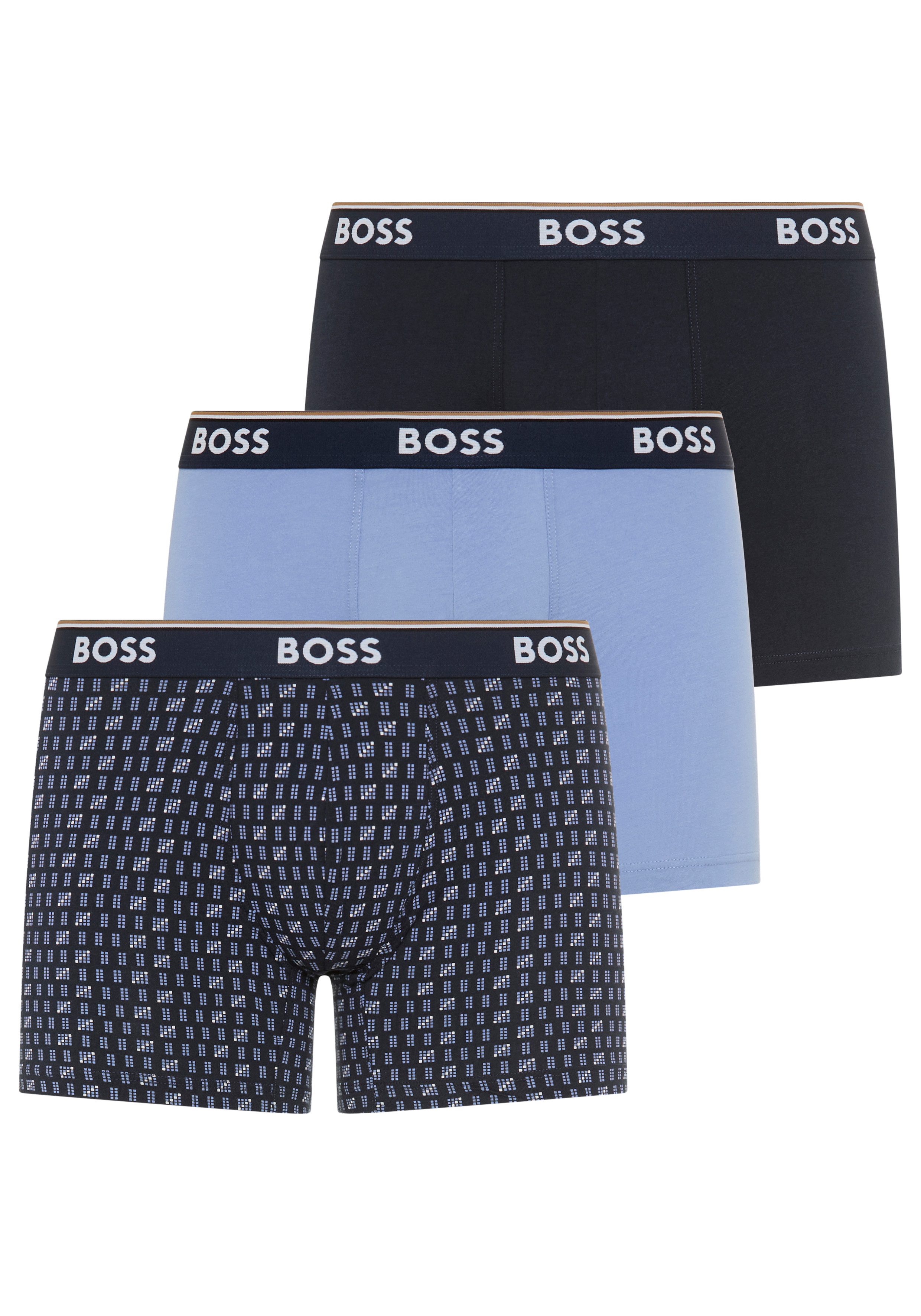 BOSS Boxershorts (Packung, 3-St) längeres Bein, anliegend, aus Stretch-Baumwolle