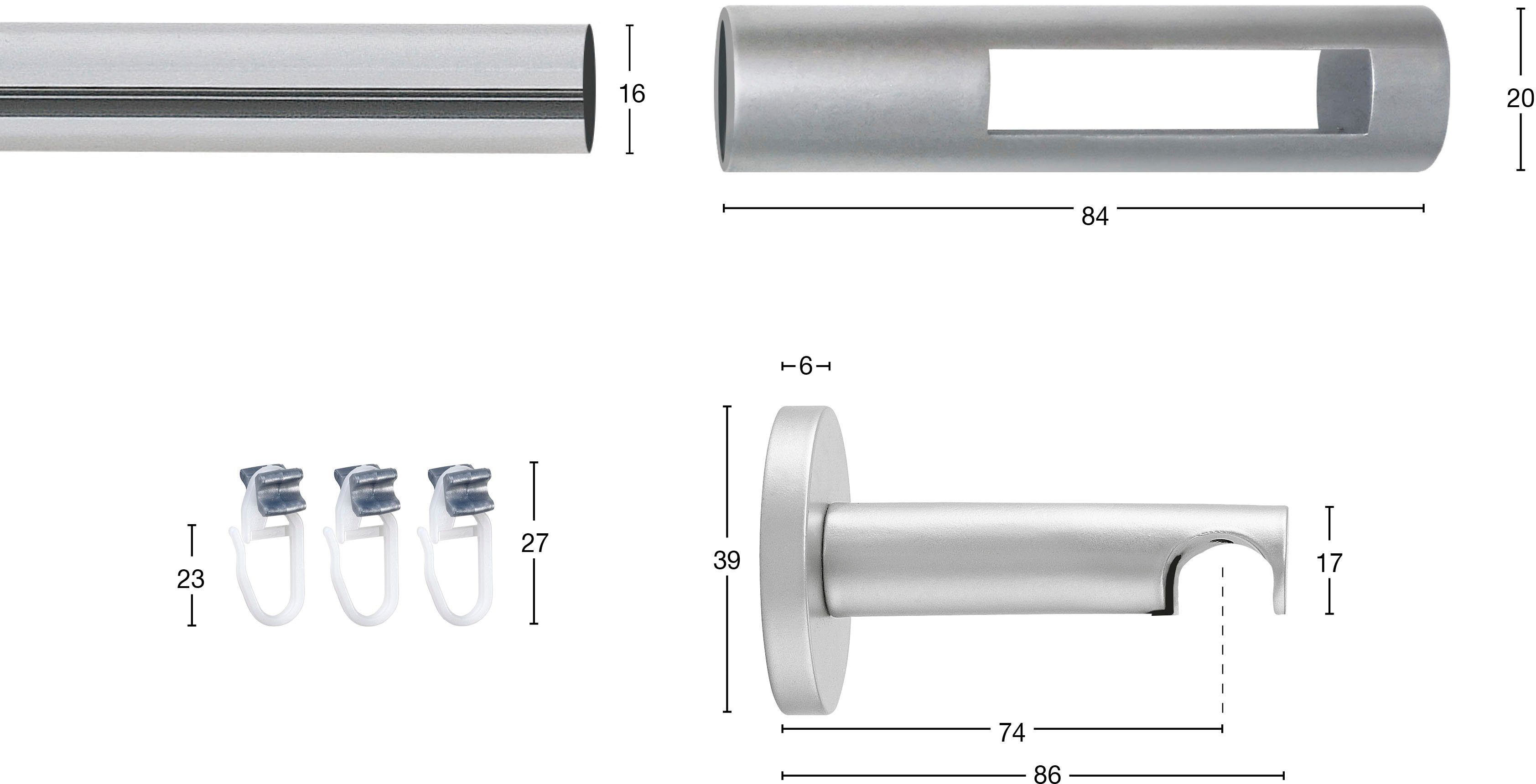 Gardinenstange SEFRA, GARESA, Ø 16 mm, 1-läufig, Wunschmaßlänge, verschraubt, Aluminium, Vorhanggarnitur,Innenlaufgarnitur, verlängerbar, Endknopf Zylinder