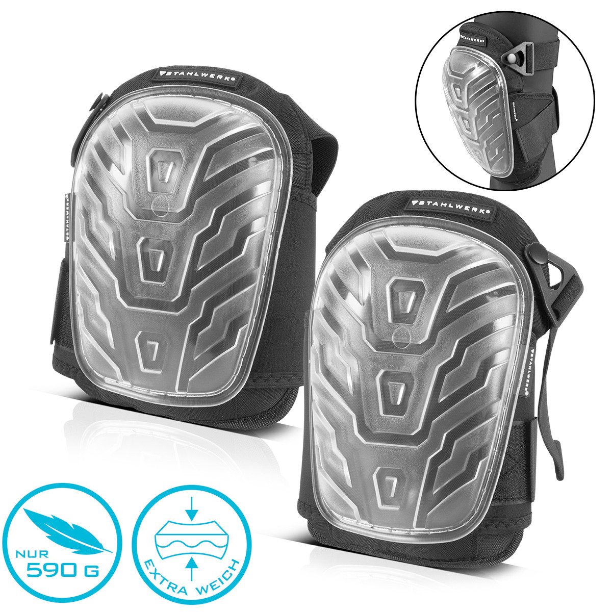 STAHLWERK Щиткиhalter Profi Наколенник, Knieschützer, Kniepolster, formstabil und hochbelastbar mit hohem Tragekomfort