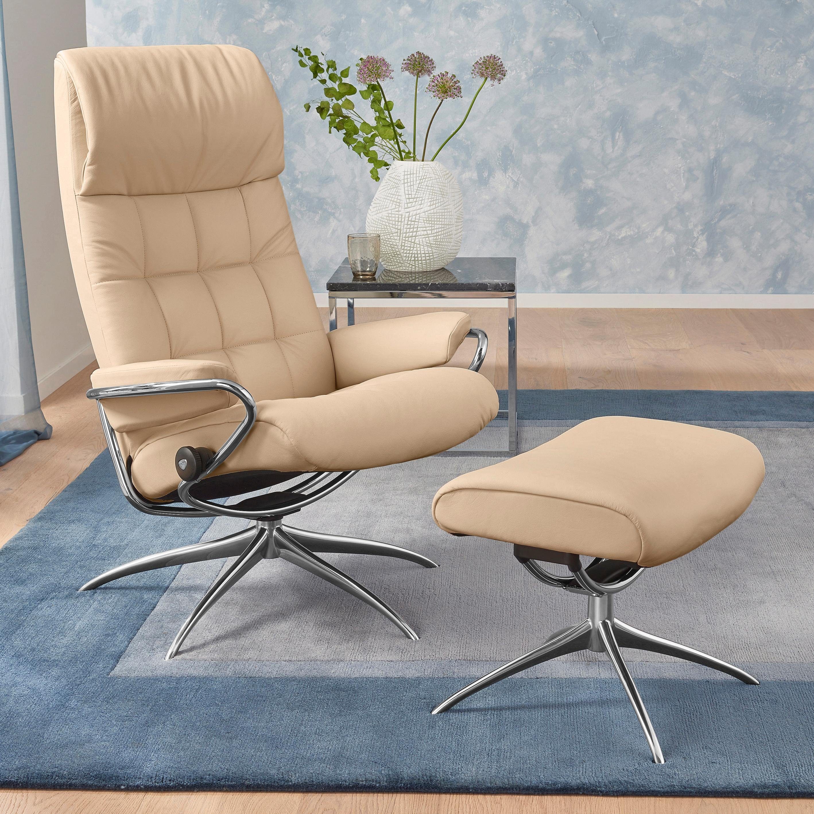 Stressless® Relaxsessel London (Set, Relaxsessel mit Hocker), mit Hocker, High Back, mit Star Base, Gestell Chrom