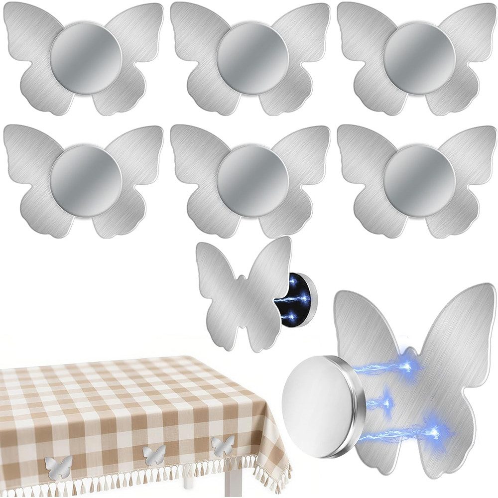 AFKSMILE Tischtuchklammern 8 Stück Edelstahl Tischdeckenklammern, Magnet Tischdeckenbeschwerer, Blumen, Schmetterling Tischtuchklammern für Draußen Hochzeit Picknick