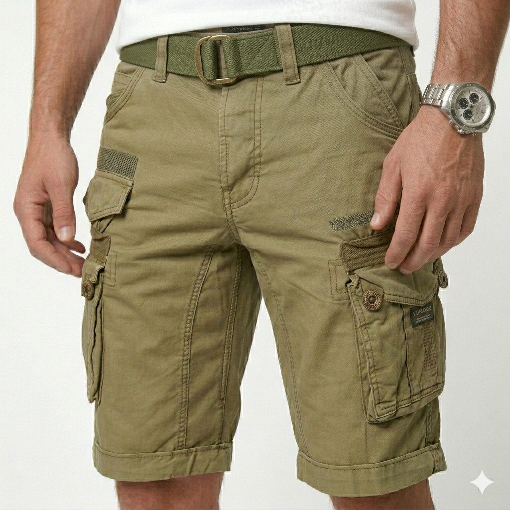 geographical norway Cargoshorts Herren – Kurze Hose aus Baumwolle, Regular Fit (Packung, 1-tlg) Bermuda Shorts mit Gürtel & Cargotaschen, Größe S–5XL