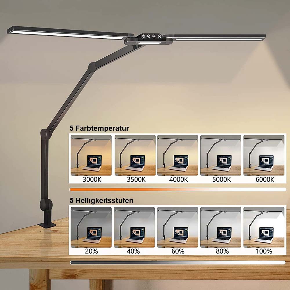 Sunicol LED Schreibtischlampe Faltbar Klemmbar Tischleuchte günstig online kaufen