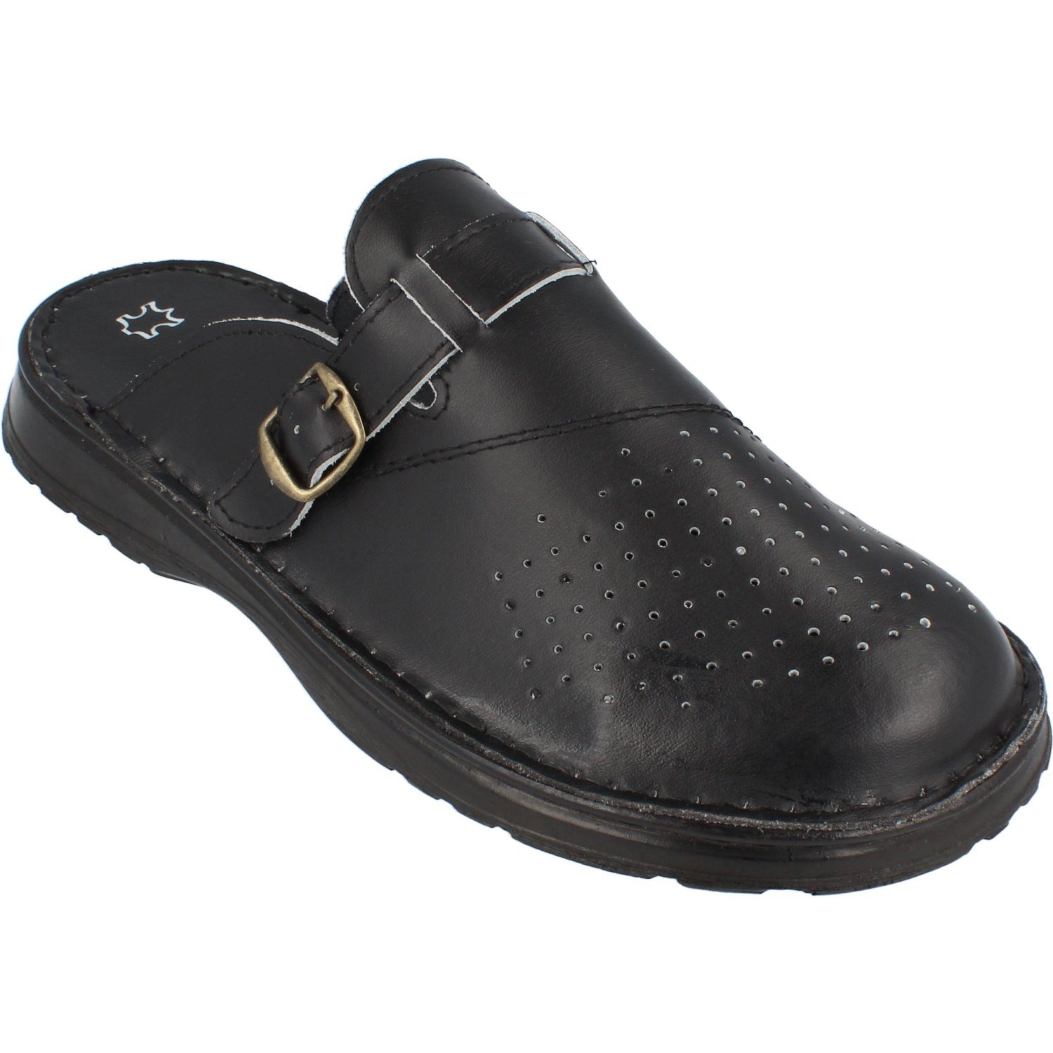 Sandalen schwarz Cloque Leder-Clogs für Clog Herren