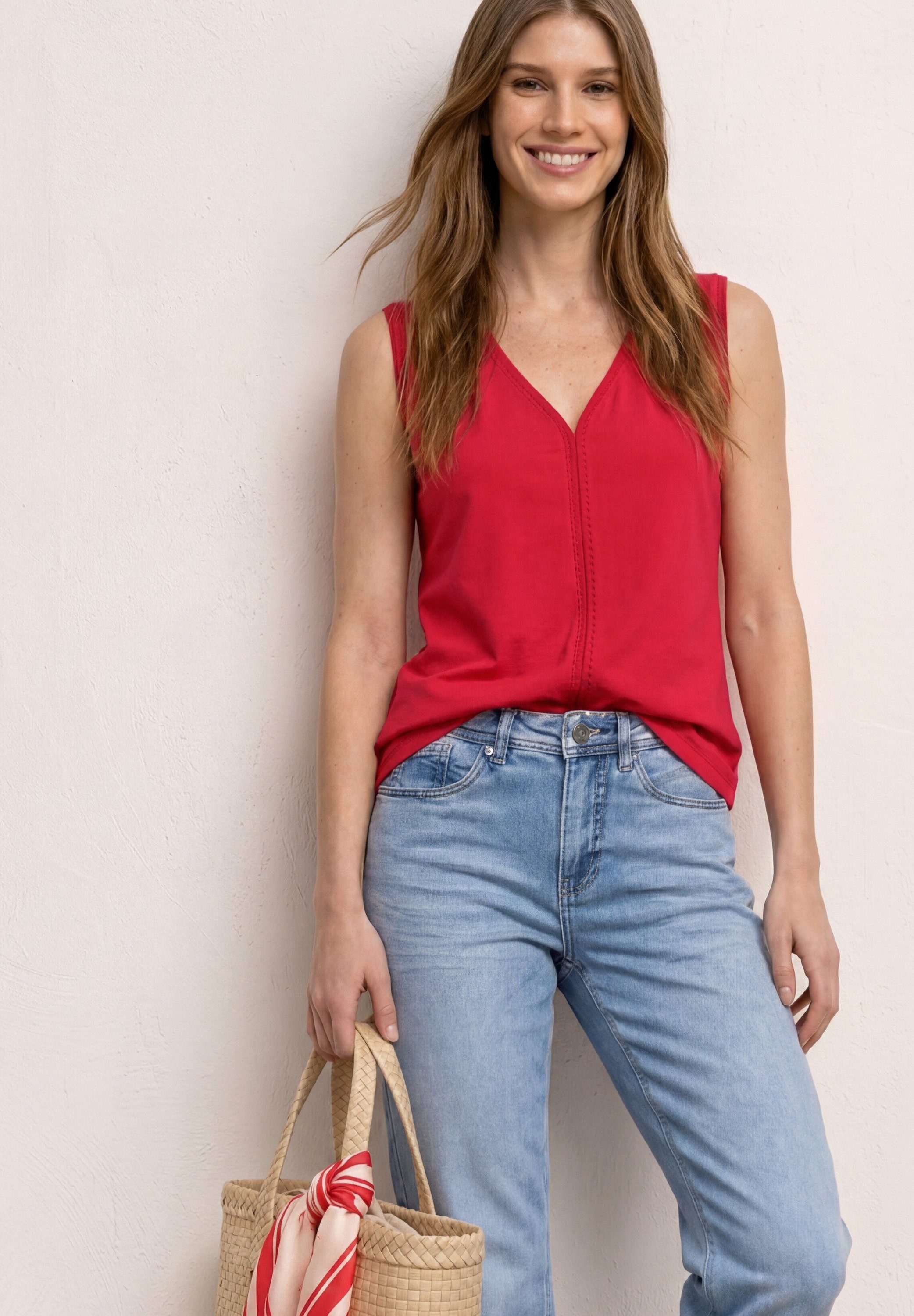 STREET ONE Shirttop mit dekorativem Crochet-Tape, unifarben