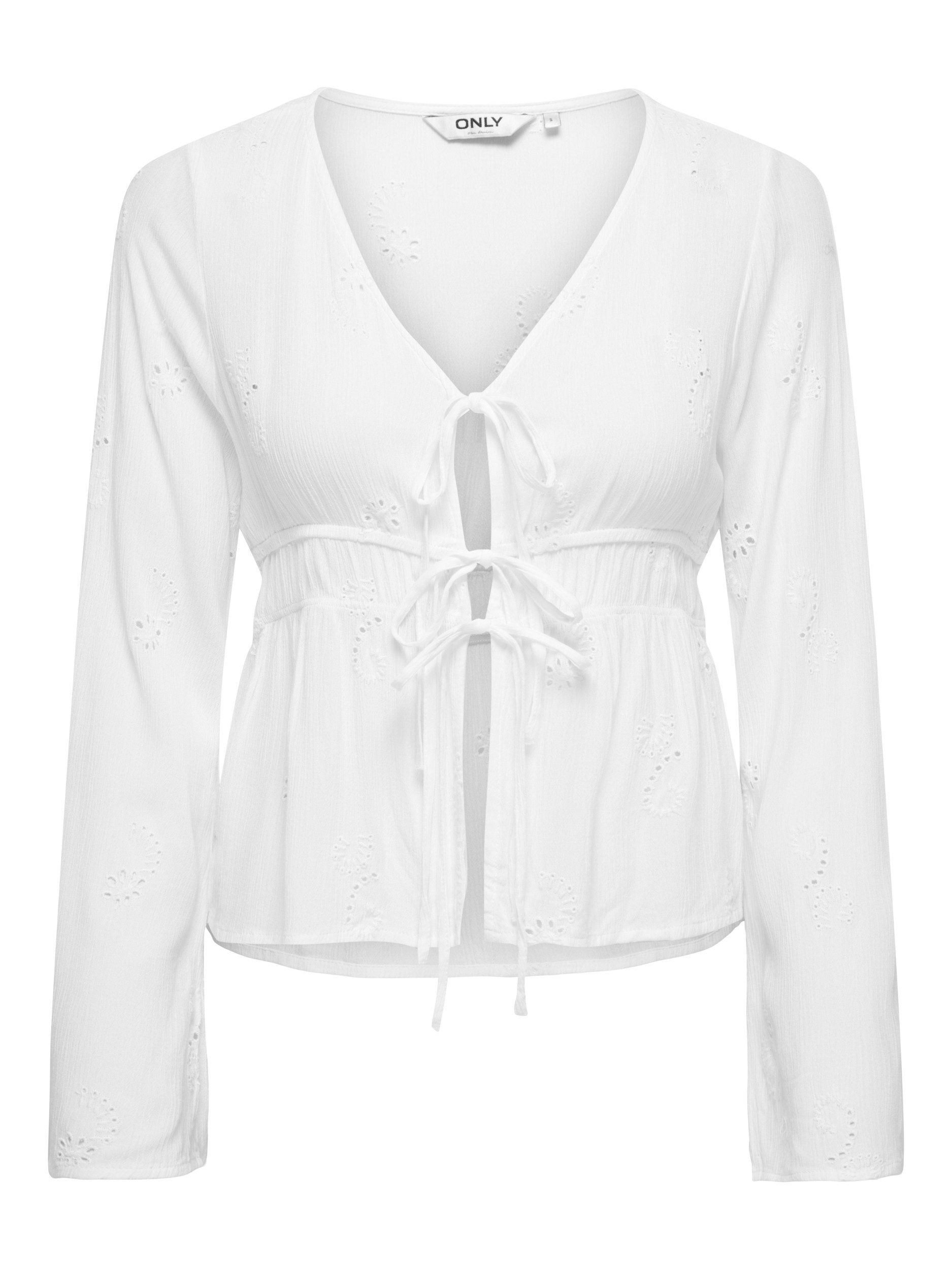 ONLY Langarmshirt ONLSAFI CHIARA L/S EMB STRING TOP W