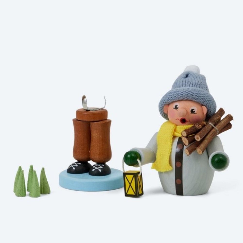 SAICO Original Räuchermännchen Winterkind aus dem Erzgebirge mit 5 Räucherkerzen, aus massiven Buchholz gefertigt