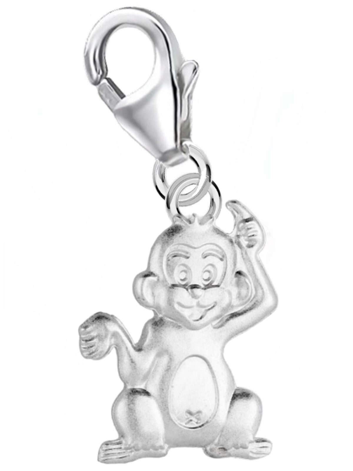 Goldene Hufeisen Charm-Einhänger Affe Charm 925 Sterling-Silber Anhänger für Armband, Mattiert, Rhodiniert