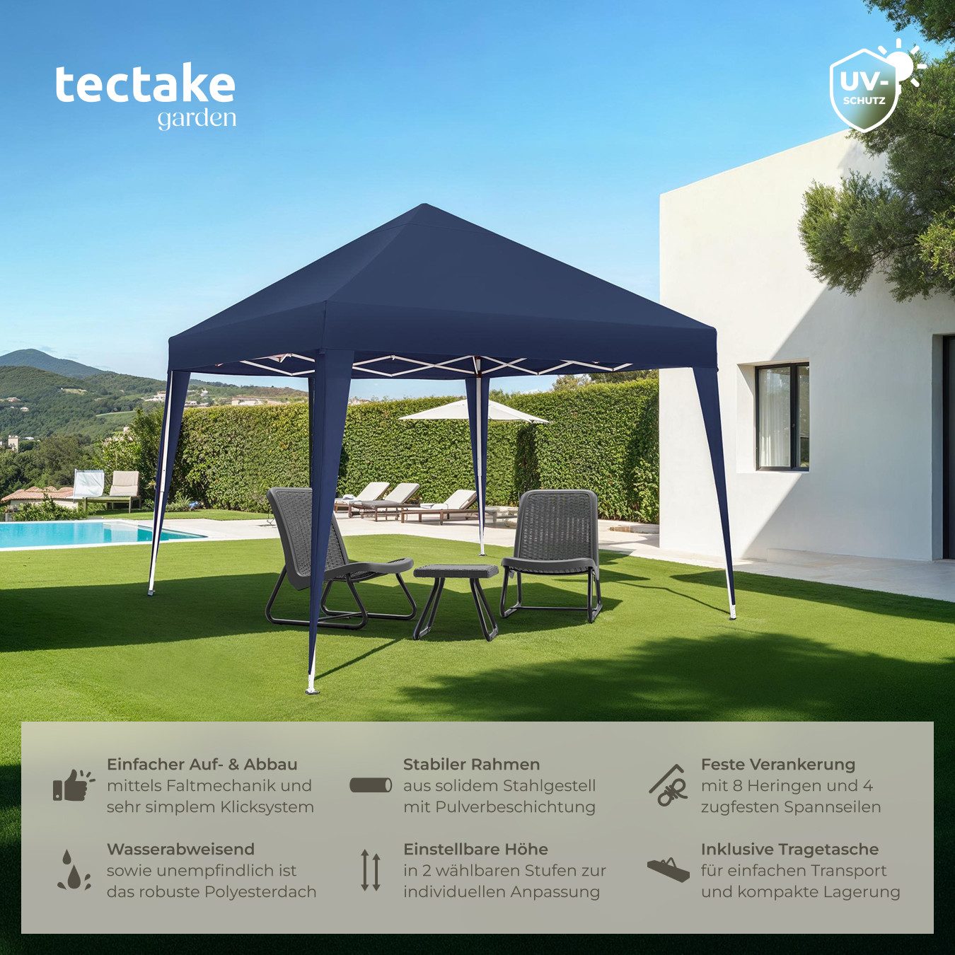 tectake Pavillon Linosa, mit 0 Seitenteilen, günstig online kaufen