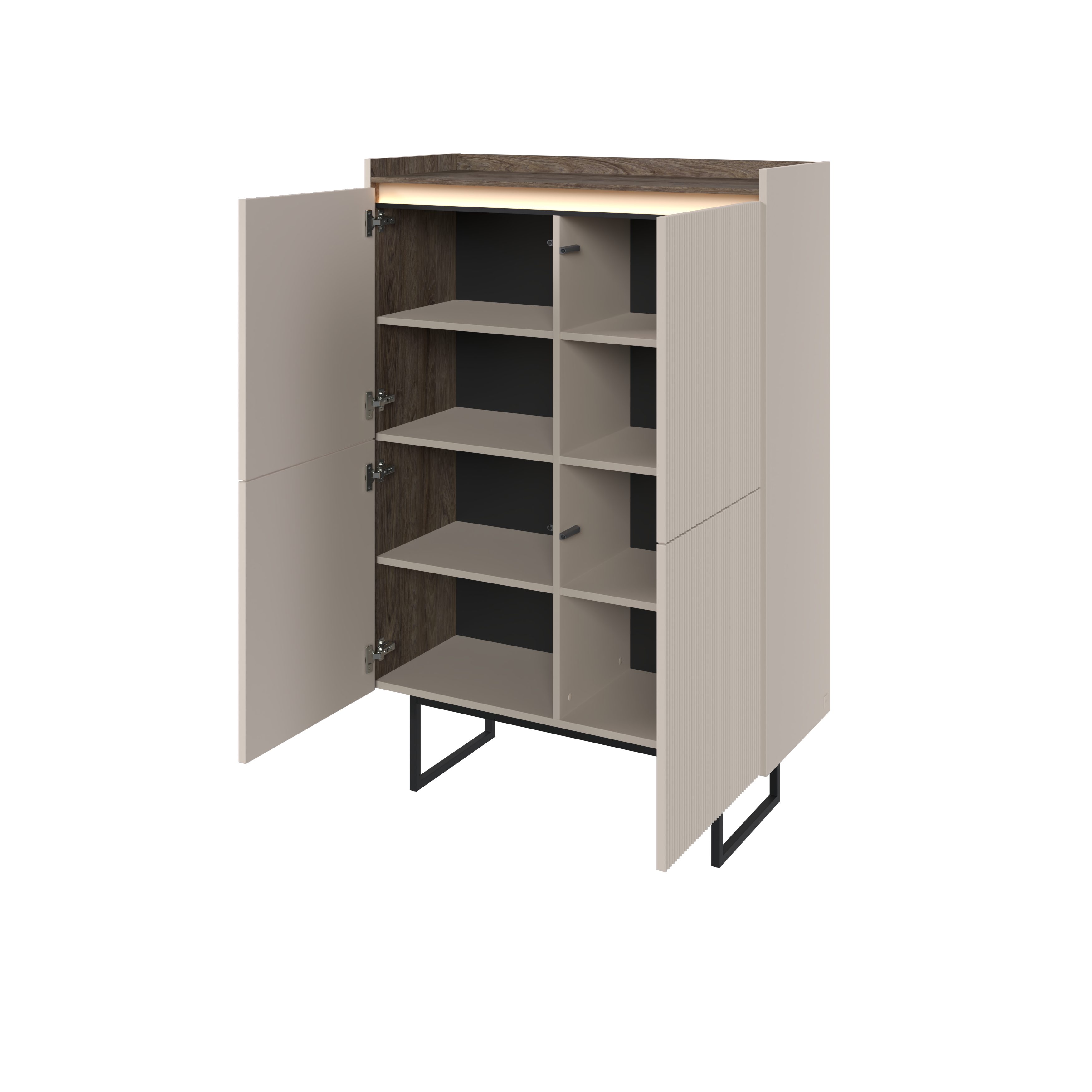 yourhouse24 Kommode Lago LG-01 Kommode mit Beleuchtung - beige/dunkle Eiche