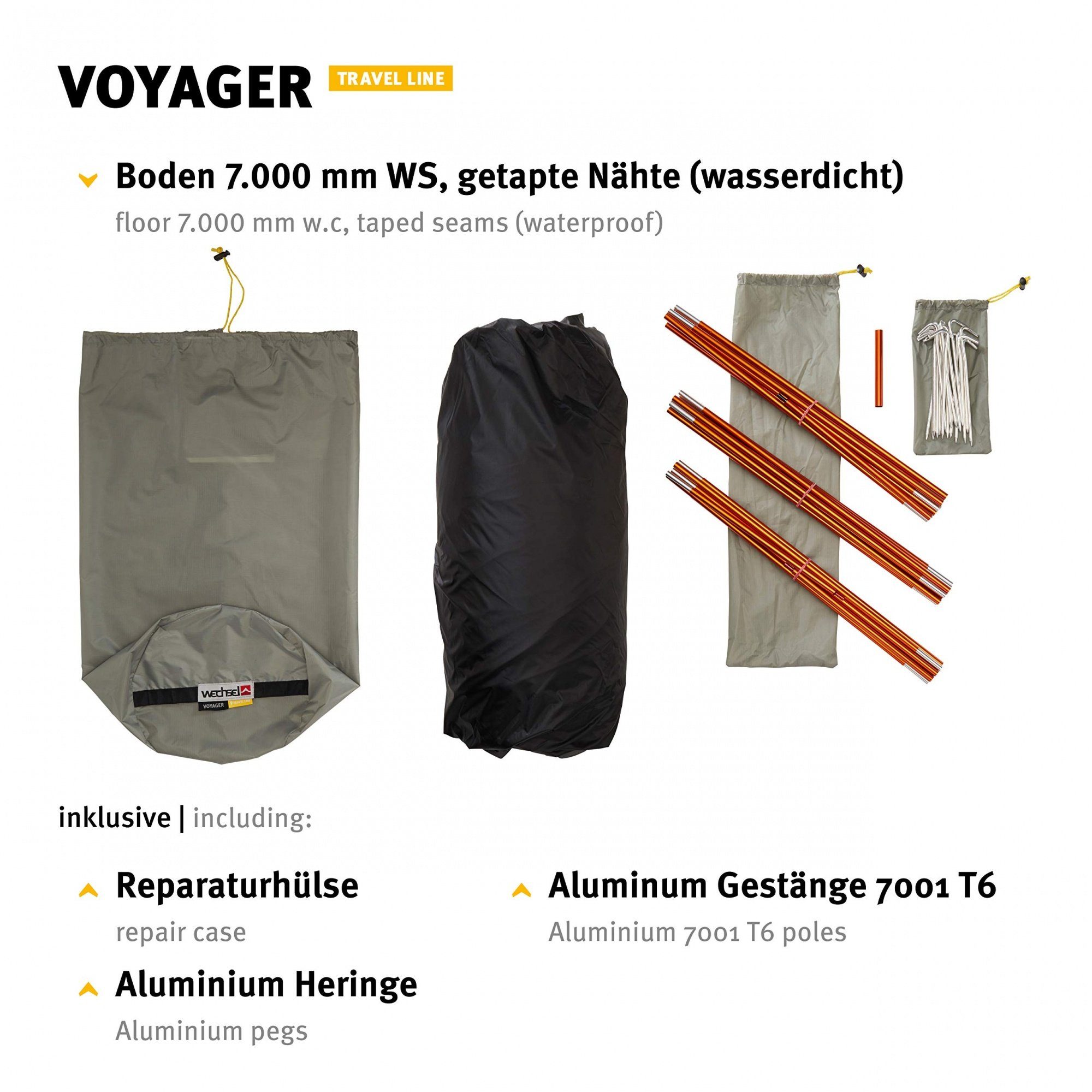 4 Wechsel Personen: Stehhöhe Zelt, - Personen Tents Tunnelzelt Familienzelt 1,80 Voyager m, 4 Travel - Line