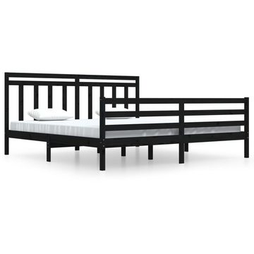 furnicato Bett Massivholzbett Schwarz 200x200 cm