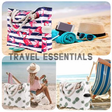 GOOLOO Strandtasche Shopper Wasserabweisende Tasche, Große Badetasche (Stylische geräumige Tragetasche mit 4 Innentasche und 2 Seitentaschen, 1-tlg., Wasserdicht Strandtasche XXL Familie Shopper 53x45x15 cm), Tote bag für Gym, Shopper, Reisen,Strand Sommertaschen, Urlaub